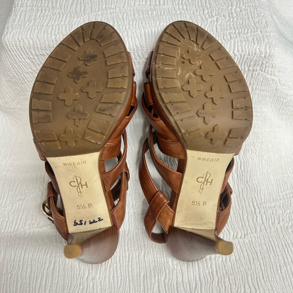 Cole Haan Women Brown High Heels US 5.5 Cognac Strappy Air - Picture 6 of 8